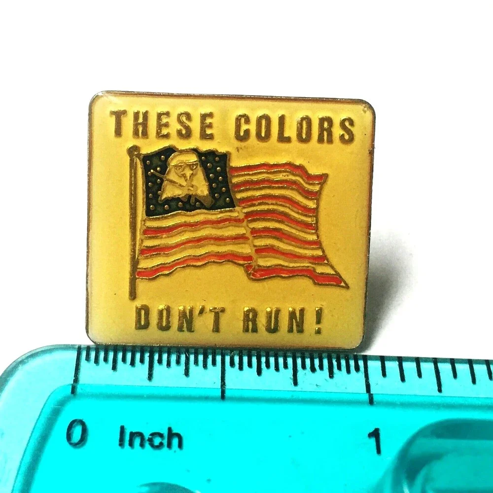Vintage United States Military These Colors Don't Run USA Flag Eagle enamel pin